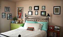 Use art prints and DIY artwork to give your bedroom a more personal look.