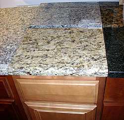 Look at as many countertop and cabinet samples as possible in a bathroom showroom before making your final selection.