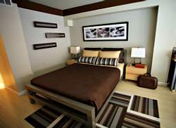 Earthy tones like browns, goldenrod and beige will give your bedroom a warn and cozy feeling.