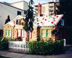 Is it real or gingerbread? We wondered the same thing, but you can really get as creative as you like with your outdoor holiday display!