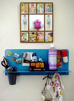 Be sure to add plenty of storage and some shelving in your girls bathroom.