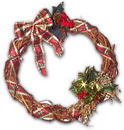 The Grapevine Wreath is another classic wreath, made with vines and accented with berries, ribbon, sprigs, etc.
