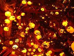 You can put lights in a tree or shrub to create a Halloween topiary or follow these directions to create a unique lighted topiary this Halloween.