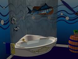 Faux painting can transform a room like this nautical-themed bathroom into an undersea scene!