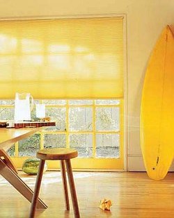 You have a variety of nautical themes from which to select. Here a surfing theme works well with bright yellow color scheme.