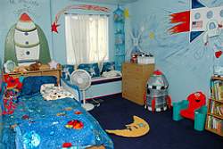 The space theme gives your boys room decor energy, color and a place where the imagination can run wild!