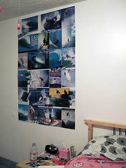 Paint a beach scene wall mural or create your own surrfing scrap wall.