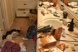If your teenagers bathroom looks looks like the aftermath of a hurricane its time to do some re-organizing!