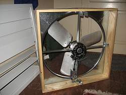 The whole house fan and louvers before installation.